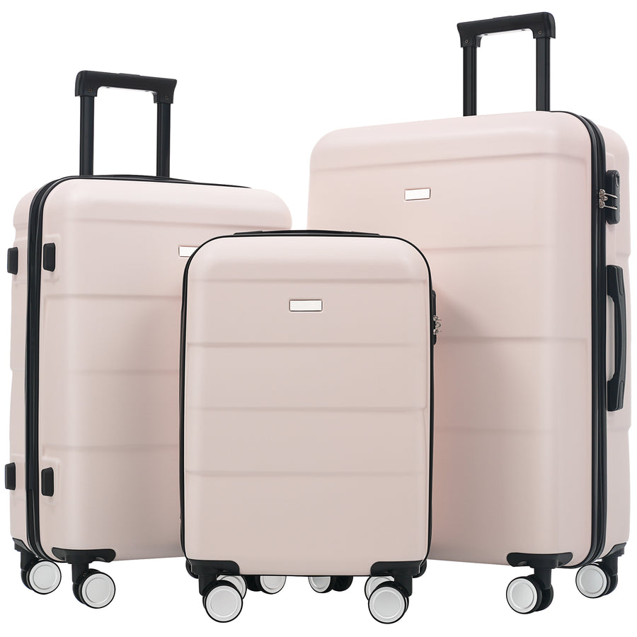 Hardshell Luggage Sets 3 Piece Double Spinner Wheels Suitcase With Handle Password Lock, Lightweight 20-24-28 Luggages