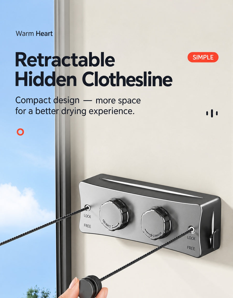 Invisible Clothesline Indoor No-drilling Balcony Retractable Clothes Rack Steel Wire Rope