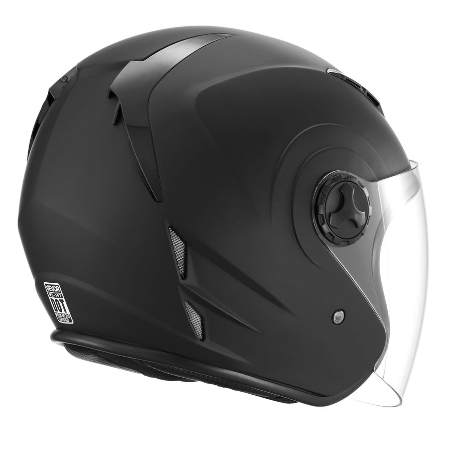 Motorcycle Helmet, 3/4 Open Face, Adult Motocross Dirt Bike Helmet With Clear Visor, Comfortable Motorbike Racing Street With Detachable Liner For Men & Women, DOT Approved, (Matte Black, XL)