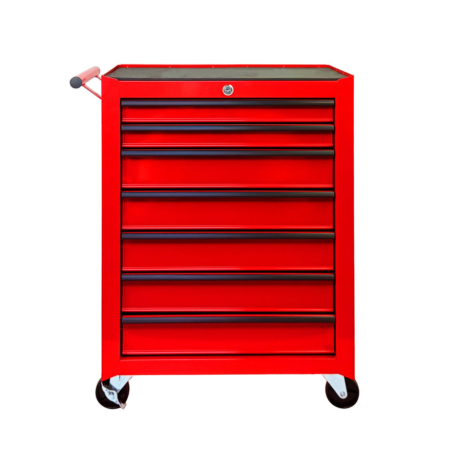 Rolling Metal Tool Chest With 7 Drawers, 20inch 7-Drawer Tool Chest Cabinet With Ball Bearing Drawer Slides, Steel Tool Storage Box Organizer -RED