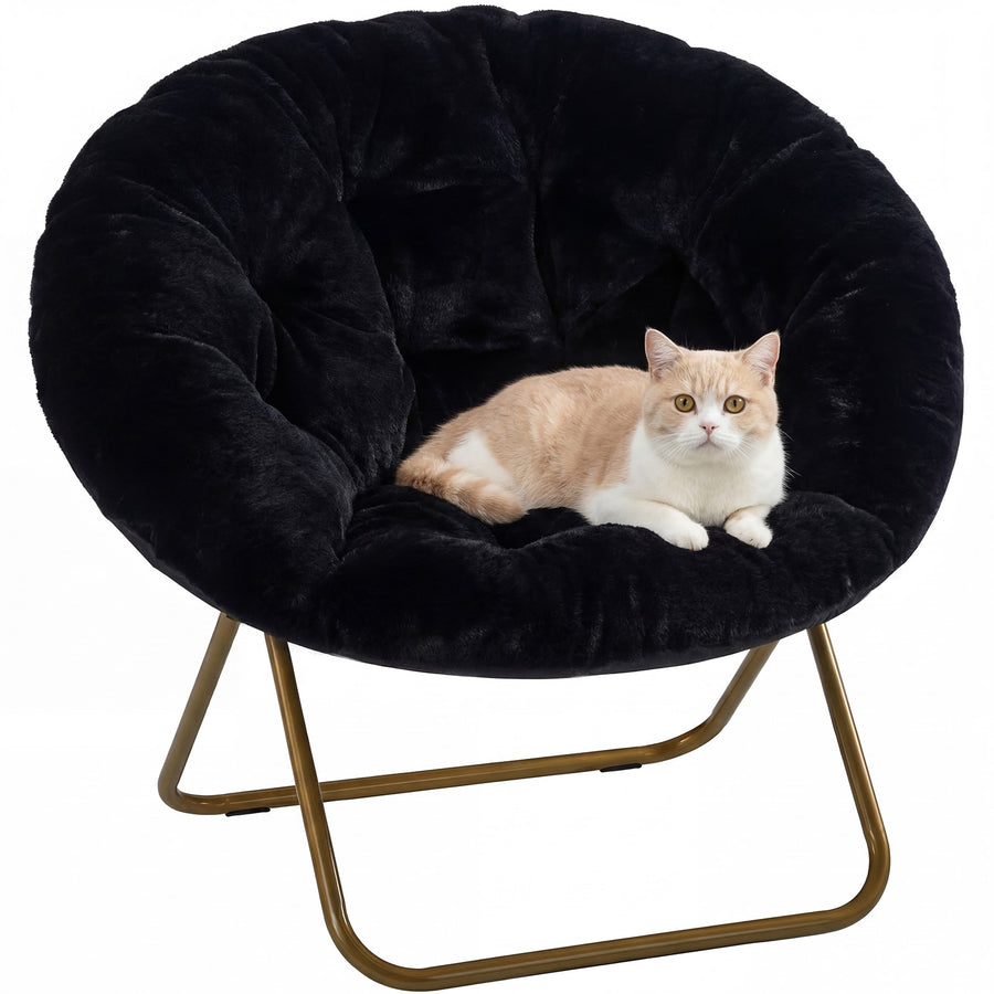 Comfortable Disc Chairs Faux Fur Furniture Bedroom Living Room Size White