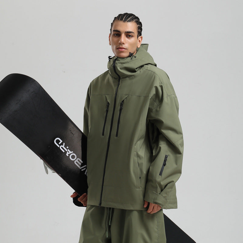 Men's Waterproof Breathable And Loose Zip Ski Suit Jacket