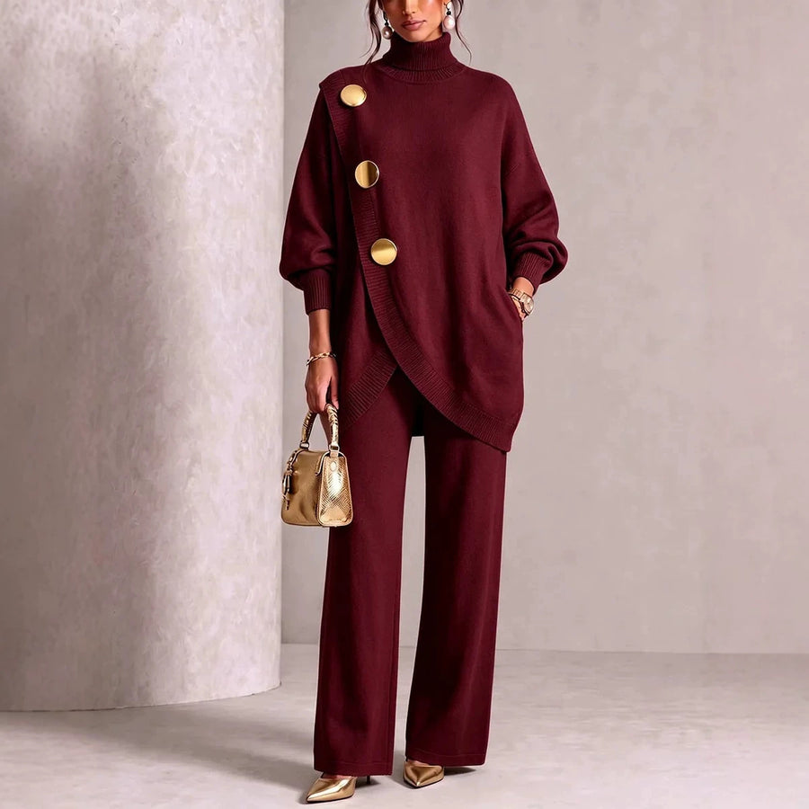 Womens Knitted Asymmetric Sweater Set