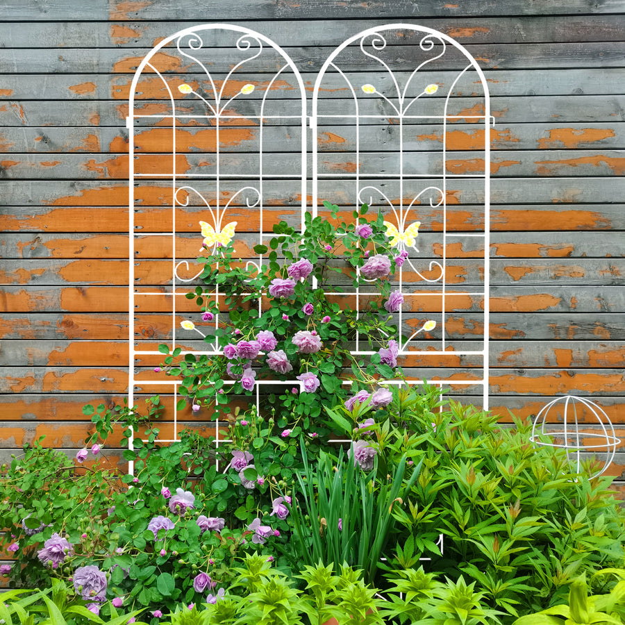 4 Pack Metal Garden Trellis 86.7 X 19.7 Rustproof Trellis For Climbing Plants Outdoor Flower Support Cream White