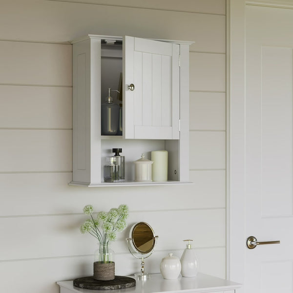 1-Door Bathroom Medicine Cabinet And Laundry Wall Storage Shelf - White