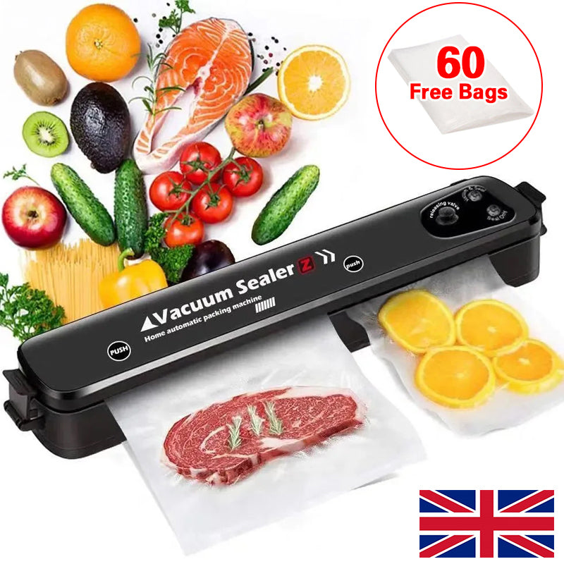 Vacuum Food Sealer Automatic Manual Sealer Dry Wet Pack Machine With 60 Bags UK