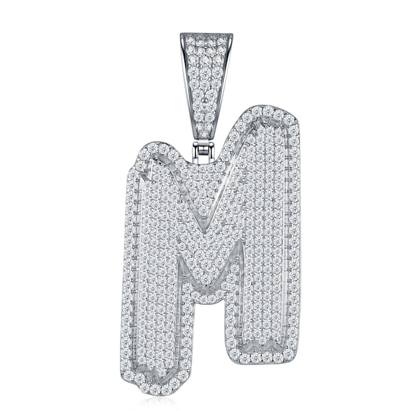 Fashion Shape 26 Letters -M Set Top Moissanite Luxury Fashion Light Luxury Trend Jewelry Silver Necklace Pendant, Using S925 Silver Electroplated Platinum Material.