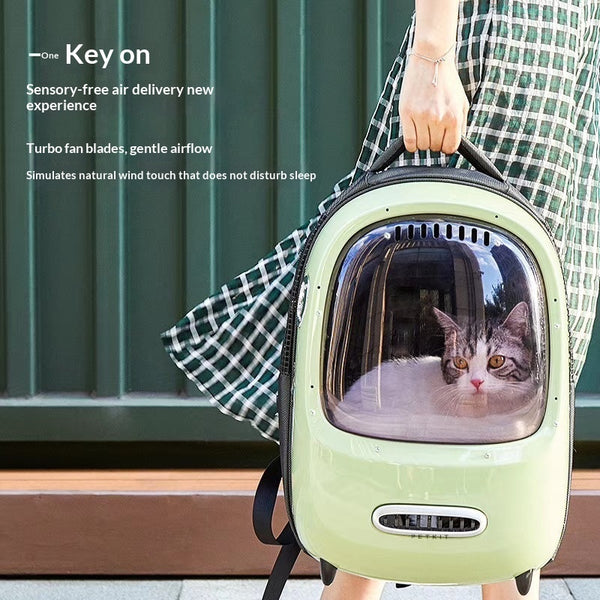 Pet Backpack Carrier For Cats With Fan And Fresh Air Ventilation