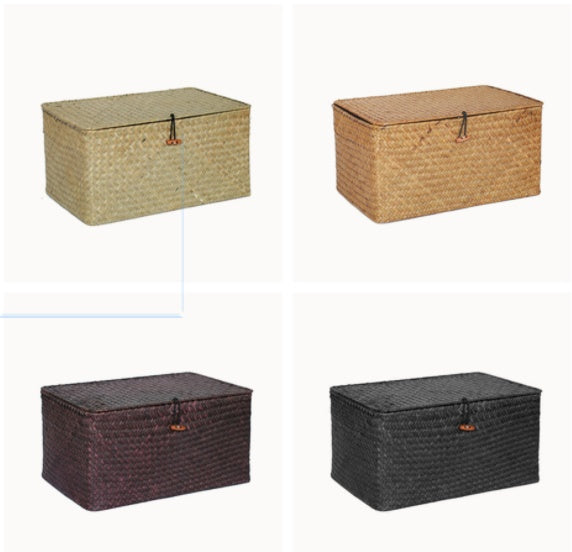 Seaweed Woven Traditional Hand-woven Basket Non-rattan Wicker Three-piece Storage Basket