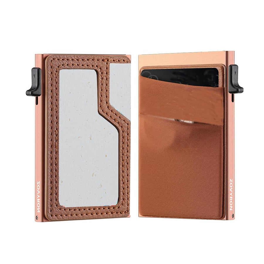 Slim Minimalist Wallet With ID Window,Pop Up Card Holder With Money Pocket Smart Wallet For Men RFID Blocking Metal Card Case