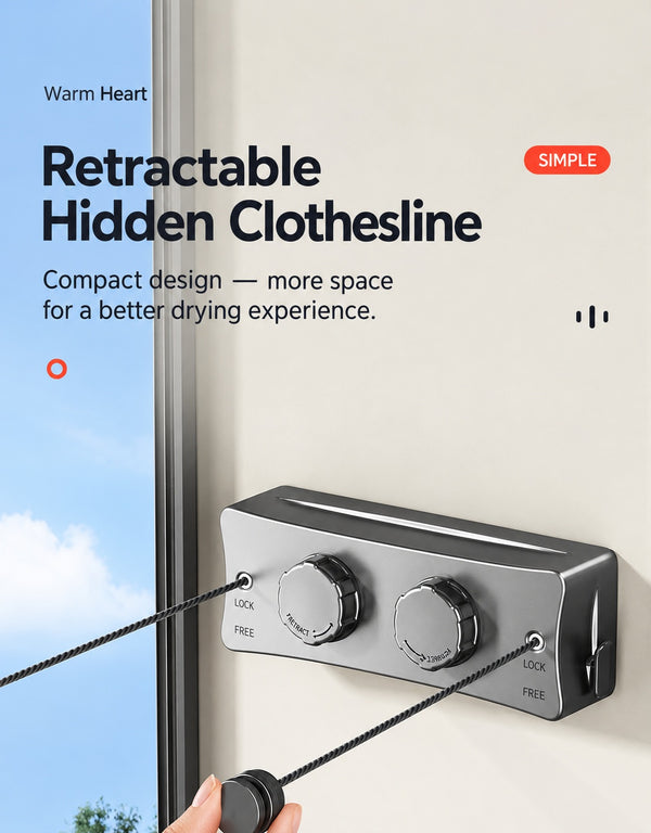 Invisible Clothesline Indoor No-drilling Balcony Retractable Clothes Rack Steel Wire Rope