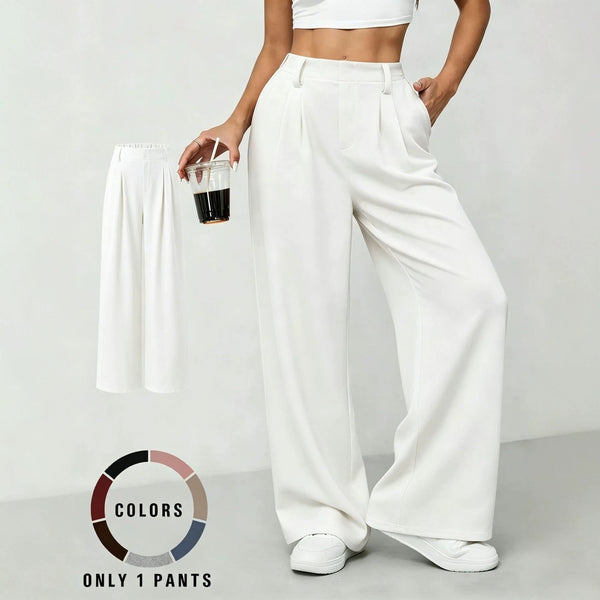 New High-waisted Draping Straight-leg Relaxed-fit Suit Pants