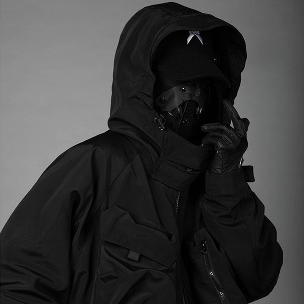 Man With Hooded Tooling And Three-dimensional Multi-pocket Jacket
