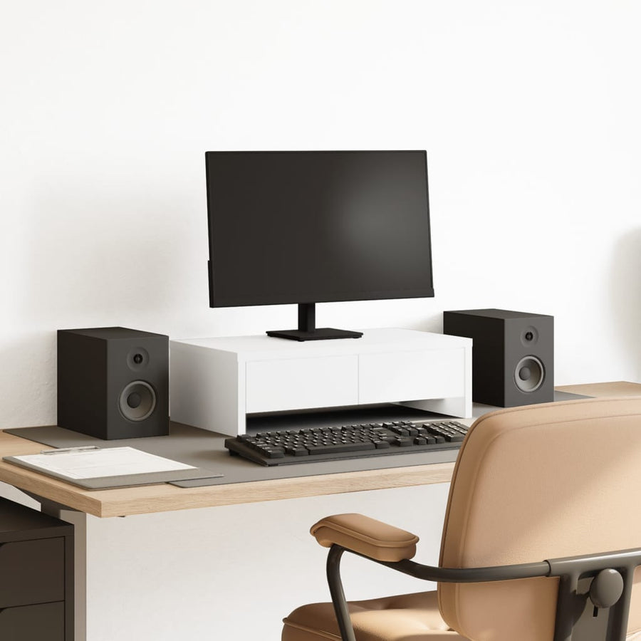 Monitor Stand with Drawers 50x Wood Material   Monitor Stand