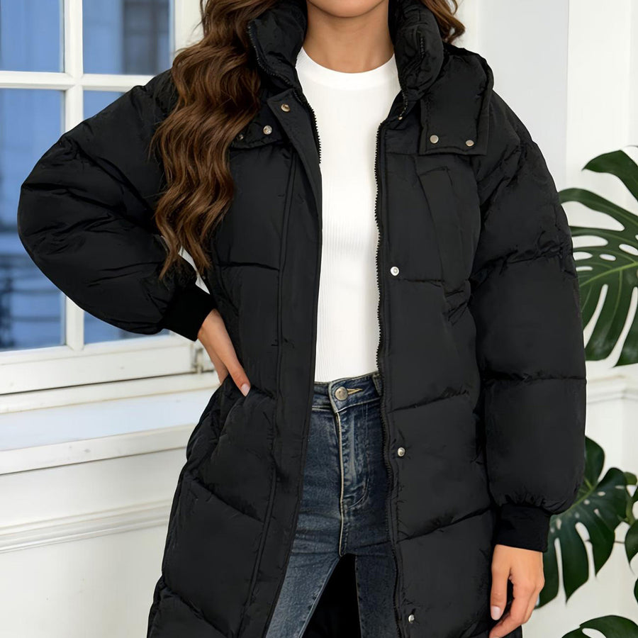 Women's Solid-color Loose Long Over-the-knee Cotton Coat