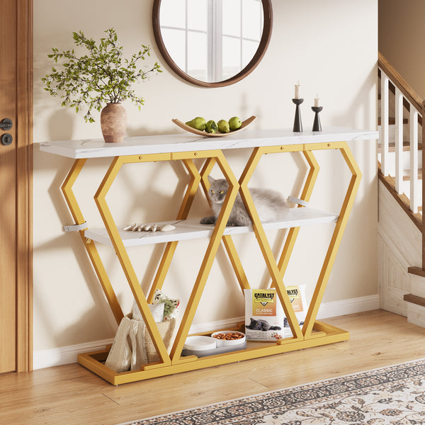 Console Table 1 Piece - 120 X 29.5 X 80 Cm - Dining & Kitchen Table, Balcony Table - Wooden Table With Marble-look Top