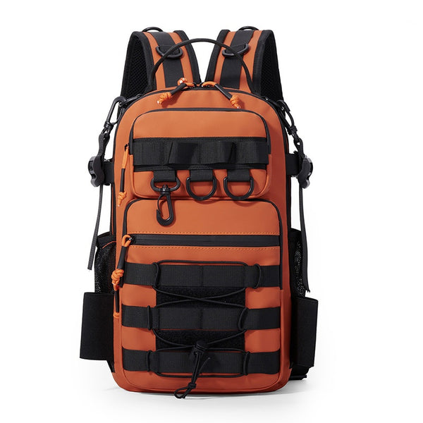 New Outdoor Lure Backpack - Multifunctional Single & Double Shoulder Fishing Gear Bag Camouflage Lightweight Handheld Fishing Equipment Storage Bag - Orange
