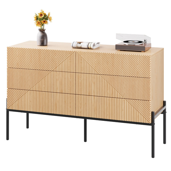 Sideboard, 3D Texture, Six Drawers, Suitable For Living And Dining Rooms, Multifunctional Storage Furniture.