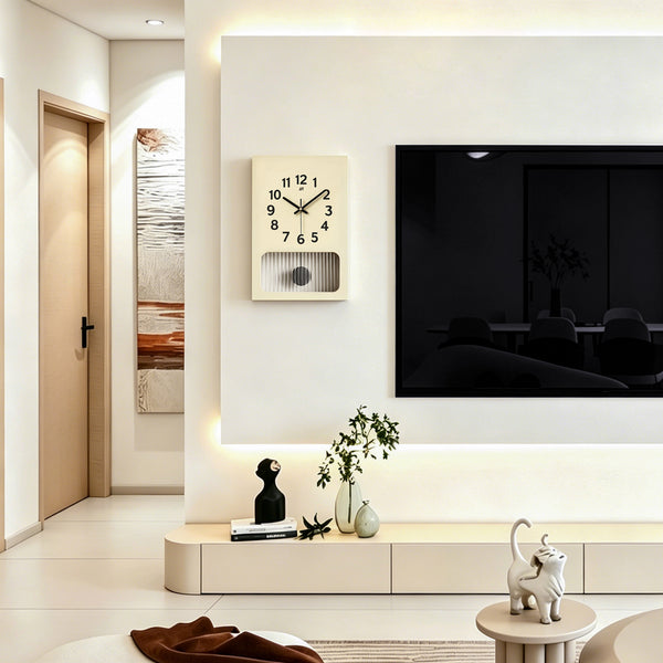 Modern Minimalist Pendulum Wall Clock Beige Decorative Silent Home Accent