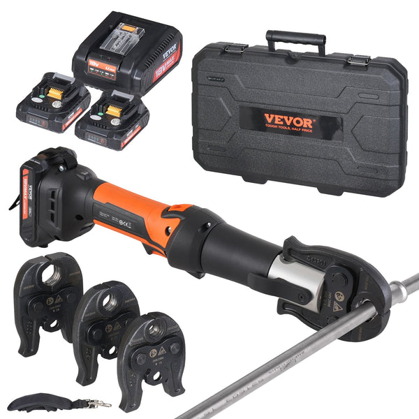 Presswerkzeug Und Akku-Set, Pro-Presswerkzeug, Elektrisches Rohr-Crimpwerkzeug Mit M15-, M22-, M28-Backen, Presswerkzeug-Set Mit 2 Stück 18-V-2,0-Ah-Akku, Schnellladegerät Und Tragetasche