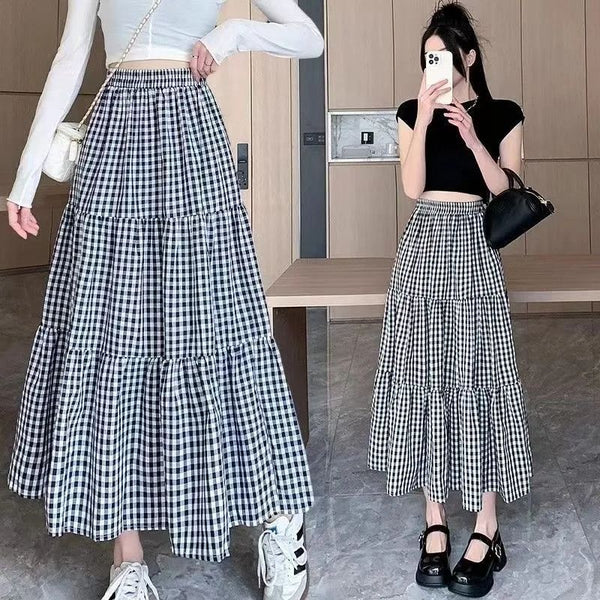 Figure-flattering Hip-covering Wide A-line Tiered Skirt