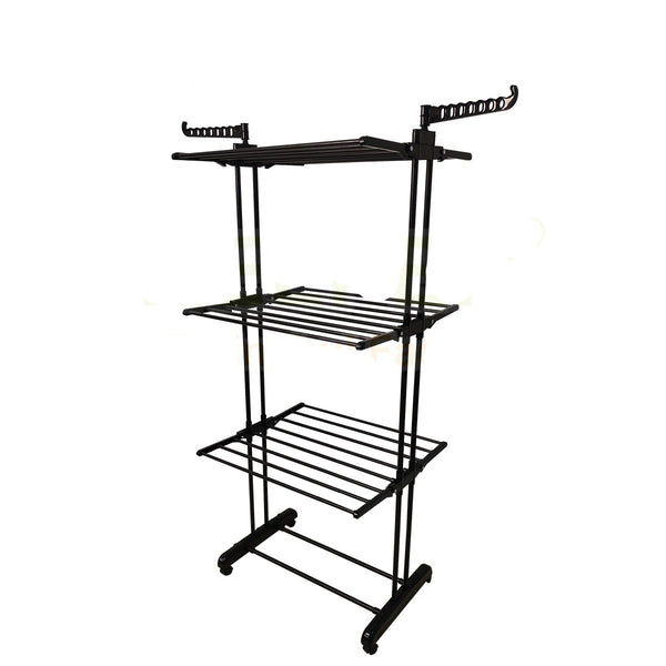 Multi-functional Three-tier Floor Clothes Rack Movable