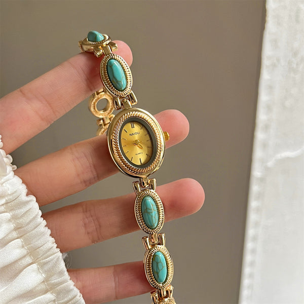 Women's Agate Bead Bracelet Watch
