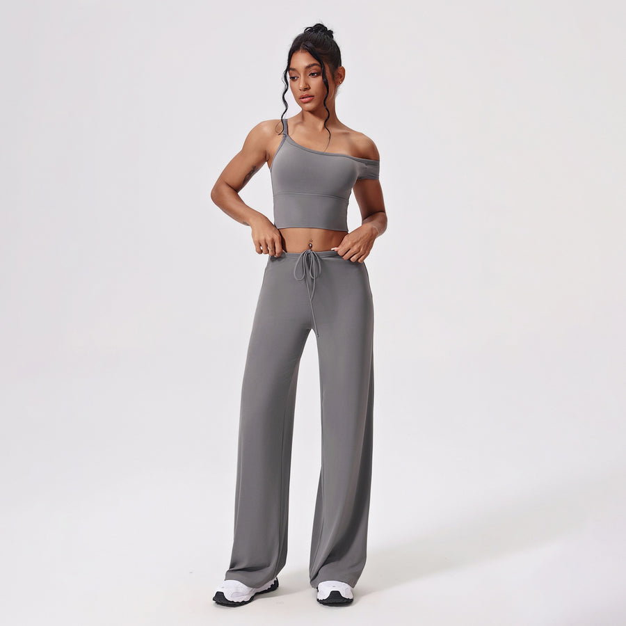 Antibacterial Yoga Clothes Suit Slant Shoulder Tight Quick-drying Workout Clothes