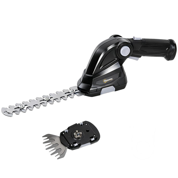 2-in-1 Elektrischer Hecken & Strauchschere Mit 2 X 7,2V Wiederaufladbaren 2,0 Ah Akku, 2 Austauschbaren Klingen Schwarz