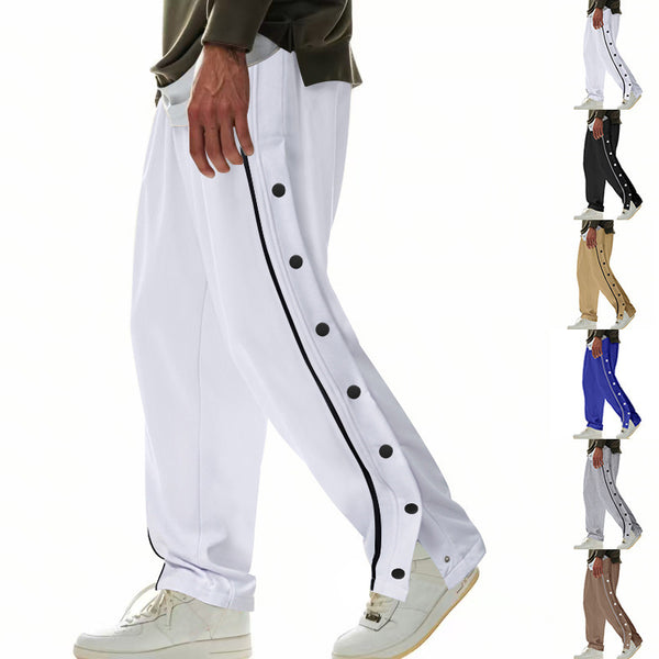 Cross-border Men's Drawstring Button-up Pants, European Size, Foreign Trade, Amazon, Spring And Autumn, Solid Color, Casual, Loose, Straight-leg Sports Sweatpants