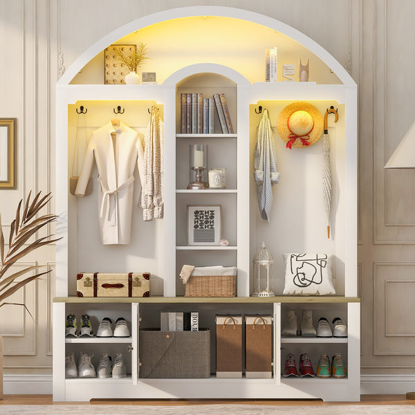 Multi-functional Wardrobe Entrance Wardrobe, Equipped With Shoe Racks, Clothes Hangers And Hooks. Wardrobe - A Wardrobe Is Made Of Sturdy Medium-density Fiberboard With Modern Design And Practical Sto