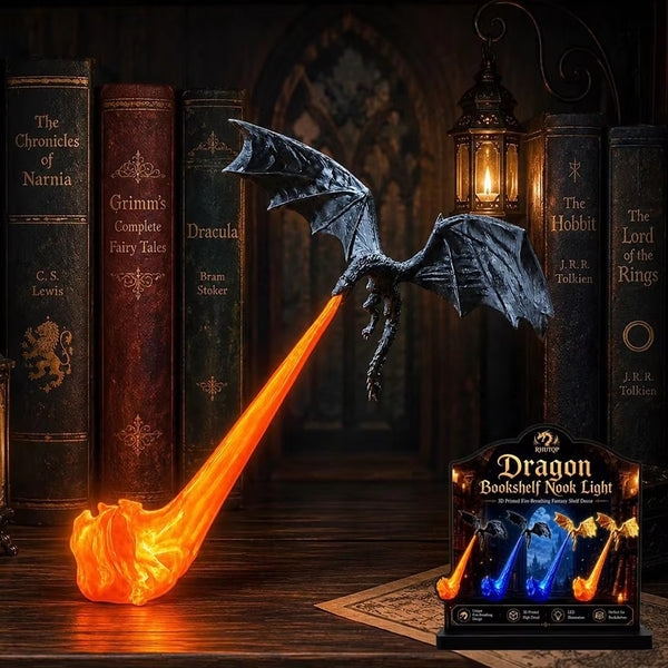 Fire Breathing Dragon Bookshelf Nook Light 3D Printed Flying Dragon Shelf Decor Lover Gift For Halloween Indoor Table Display Decoration Ornaments
