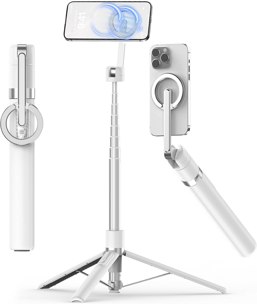 Magnetic Aluminum Phone Tripod Selfie Stick For IPhone And Android, Adjustable Phone Holder For Photos, Videos And Vlogging
