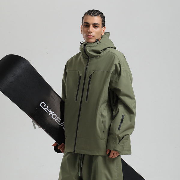 Men's Waterproof Breathable And Loose Zip Ski Suit Jacket