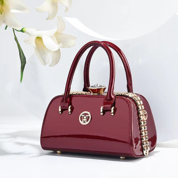Shiny Leather Diamond-Embellished Simple And Elegant Womens Bag Multi-Functional Evening Clutch