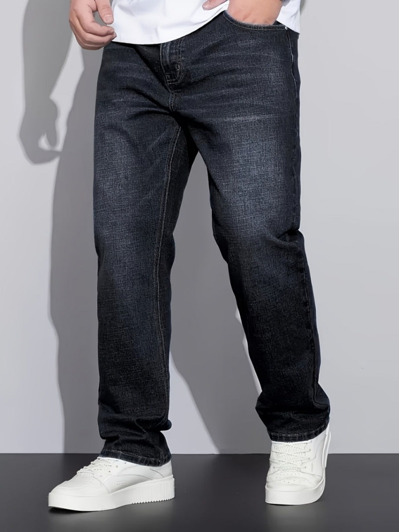 Plus Size Black Ripped Jeans Men Relaxed Fit Distressed Denim Pants Big And Tall US Ready Stock